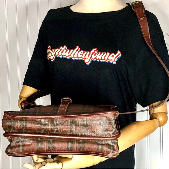 WRALPH LAUREN Tartan Plaid Brown Green Plaid Doctor's Crossbody Messenger Bag - Picture 8 of 17